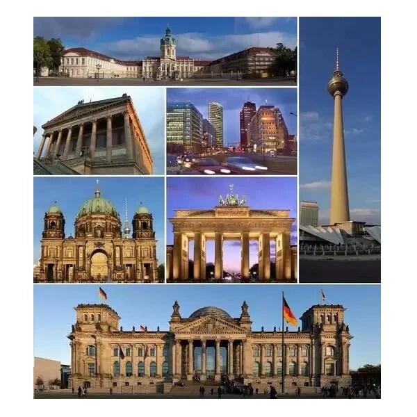 【艺术】法国艺术大章 勃兰登堡门+柏林各大地标建筑 高浮雕精制彩色巨型大镀金章 带证书 100MM 376克