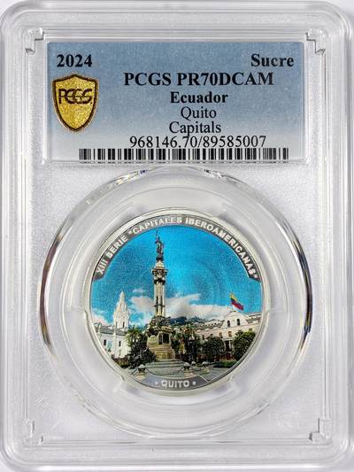 【雨安】【世界币章114期】2025-11-15 周六 19:30 保真 8秒倒数自动落锤 高效拍卖 - [评级现代] Ecuador 厄瓜多尔 1苏克雷 2024年 首都基多 PCGS-PR70DCAM