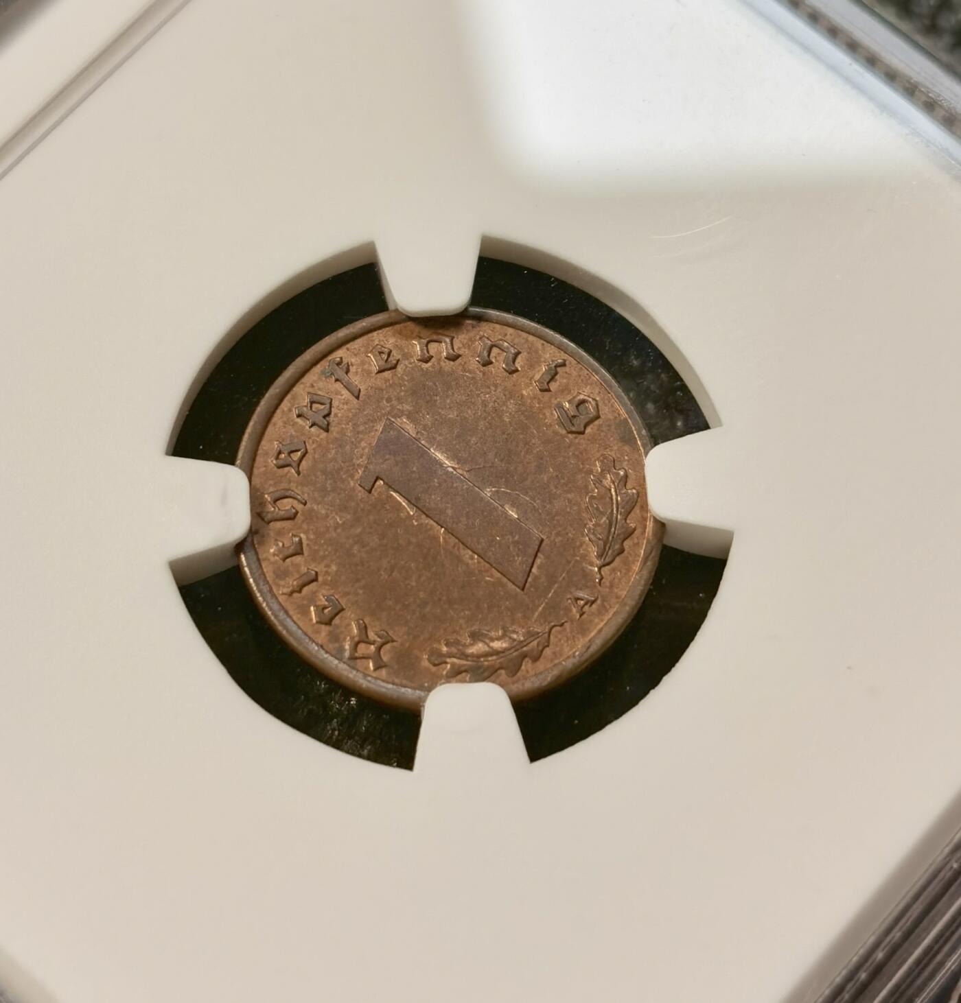 甄臻铺-世界币章拍卖（第39期）送拍享返佣金等优惠多多 NGC-MS62BN 德国1940年A版1芬尼铜币