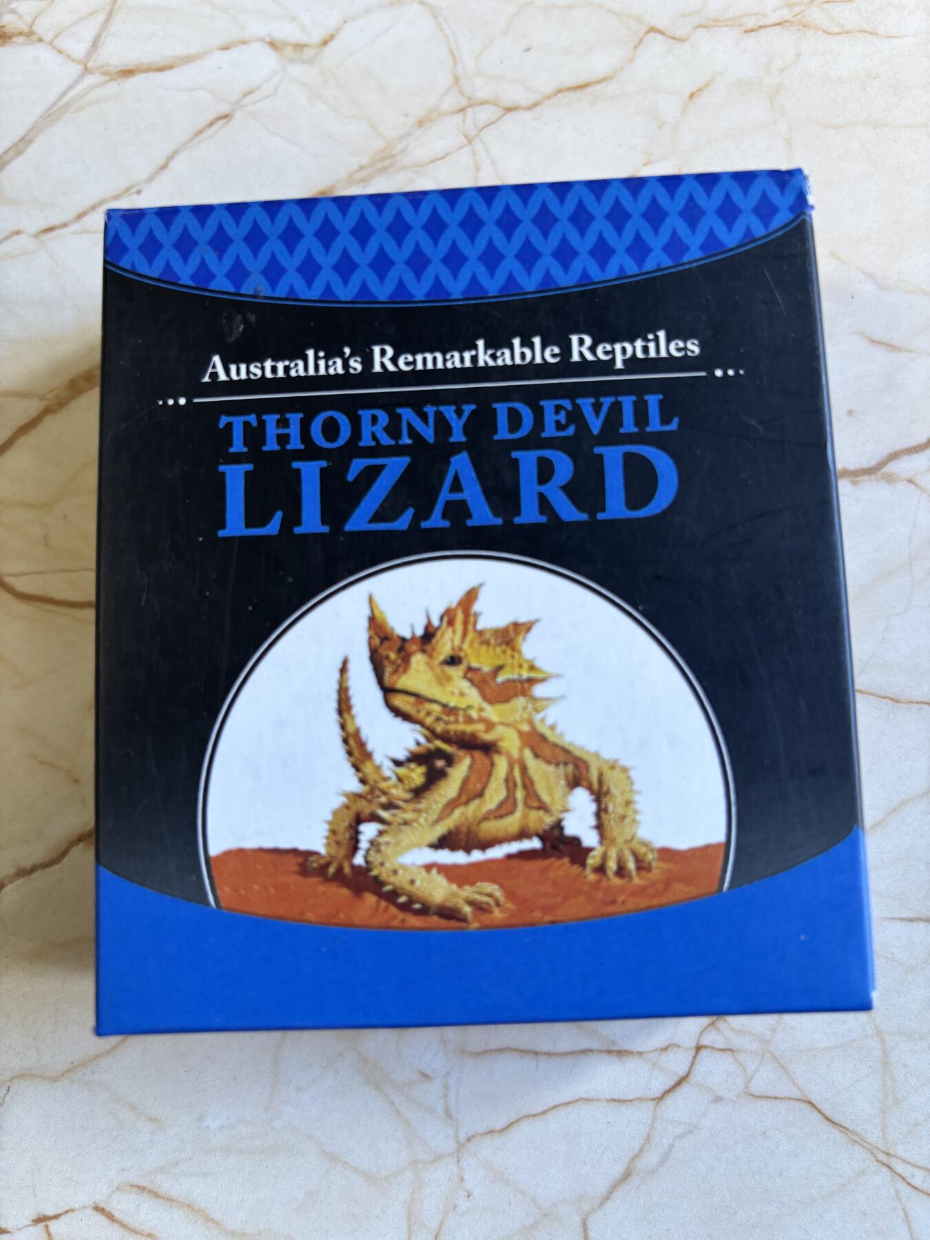 第181期拍卖 图瓦卢2014年危险动物系列棘手魔鬼蜥蜴彩色纪念银币，1盎司，999银，发行量5000枚