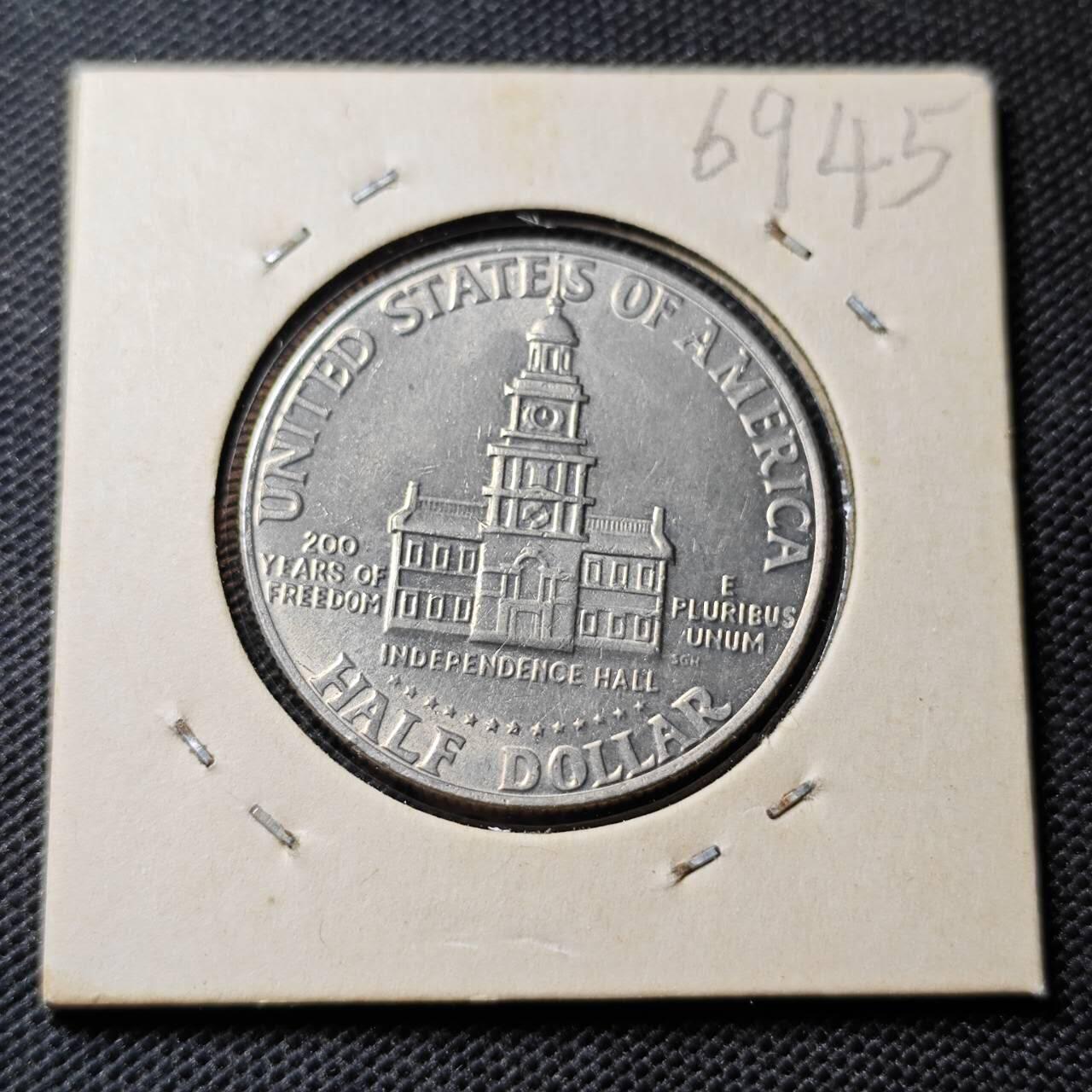 KK钱币收藏小铺  第369场  2月预留时间 周末发货  美国50分建国200周年 纪念币 好品