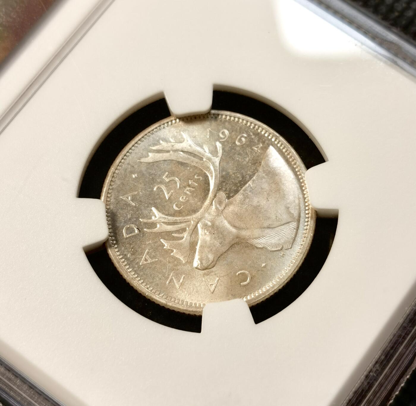 甄臻铺-世界币章拍卖（第39期）送拍享返佣金等优惠多多 NGC-PL65  加拿大25分麋鹿银币