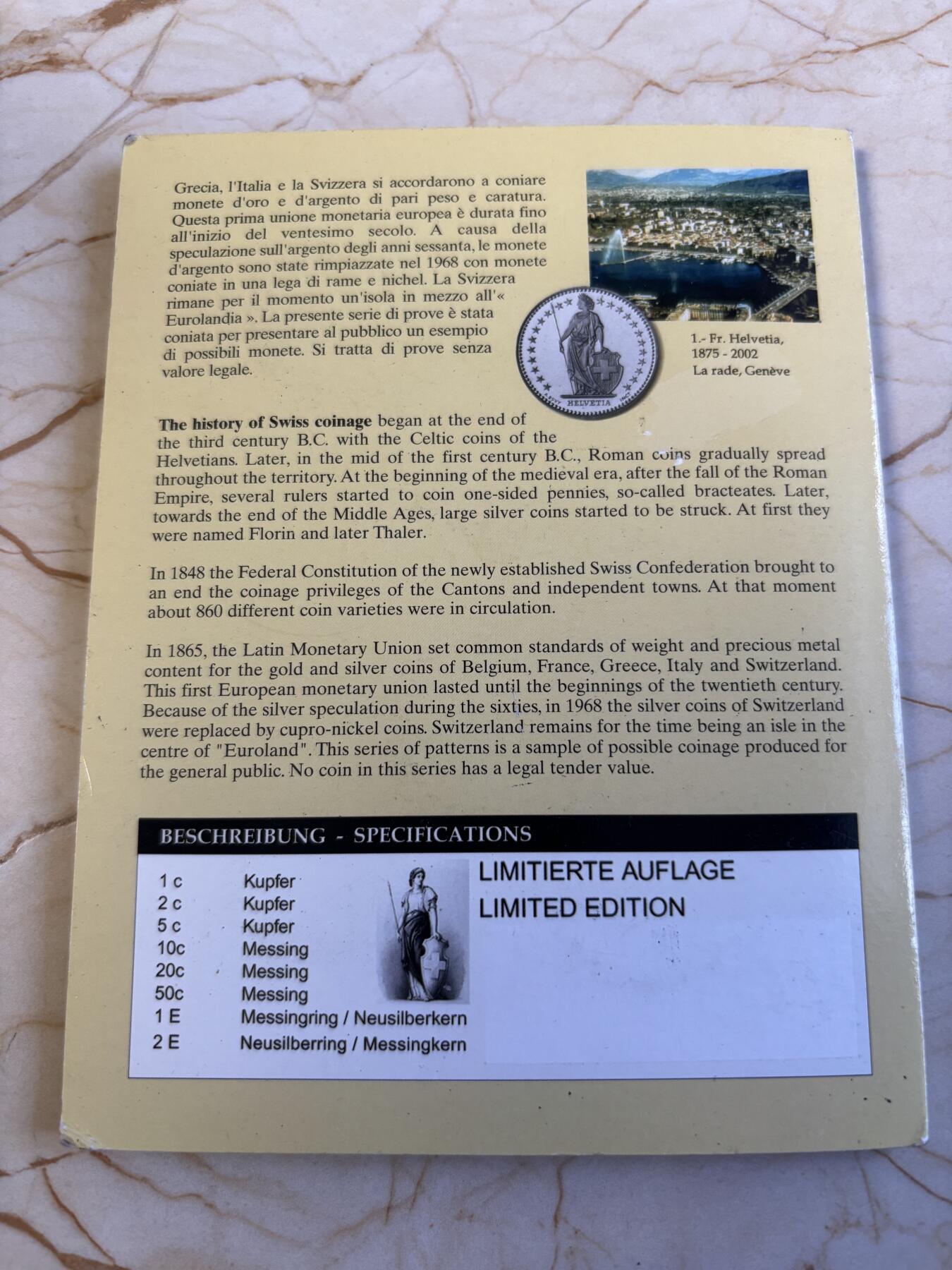 第181期拍卖 瑞士2003年纪念币7枚册装