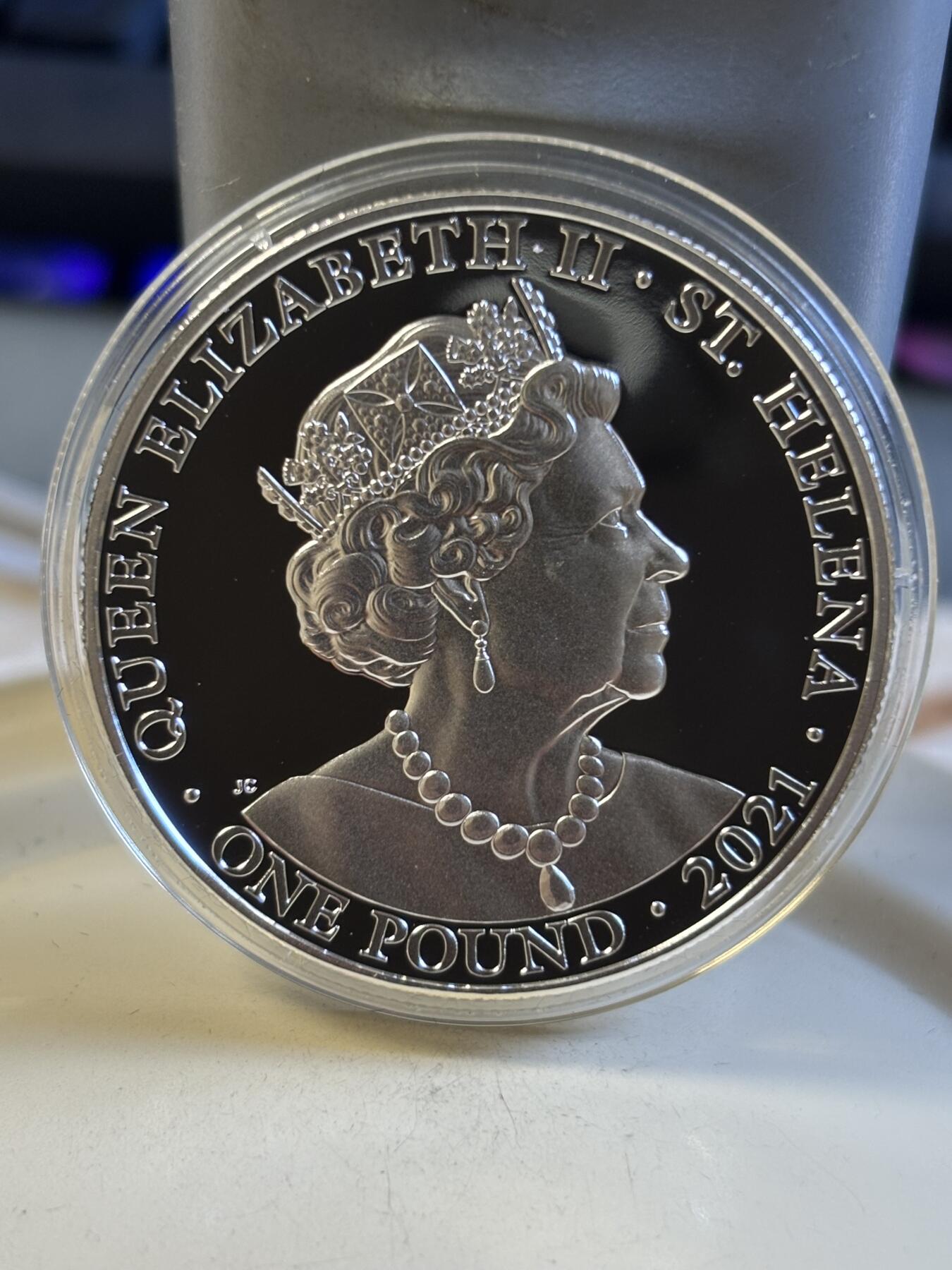 第181期拍卖 圣赫勒拿2021年美德胜利女神系列1精制1盎司银币，999银，发行2500枚