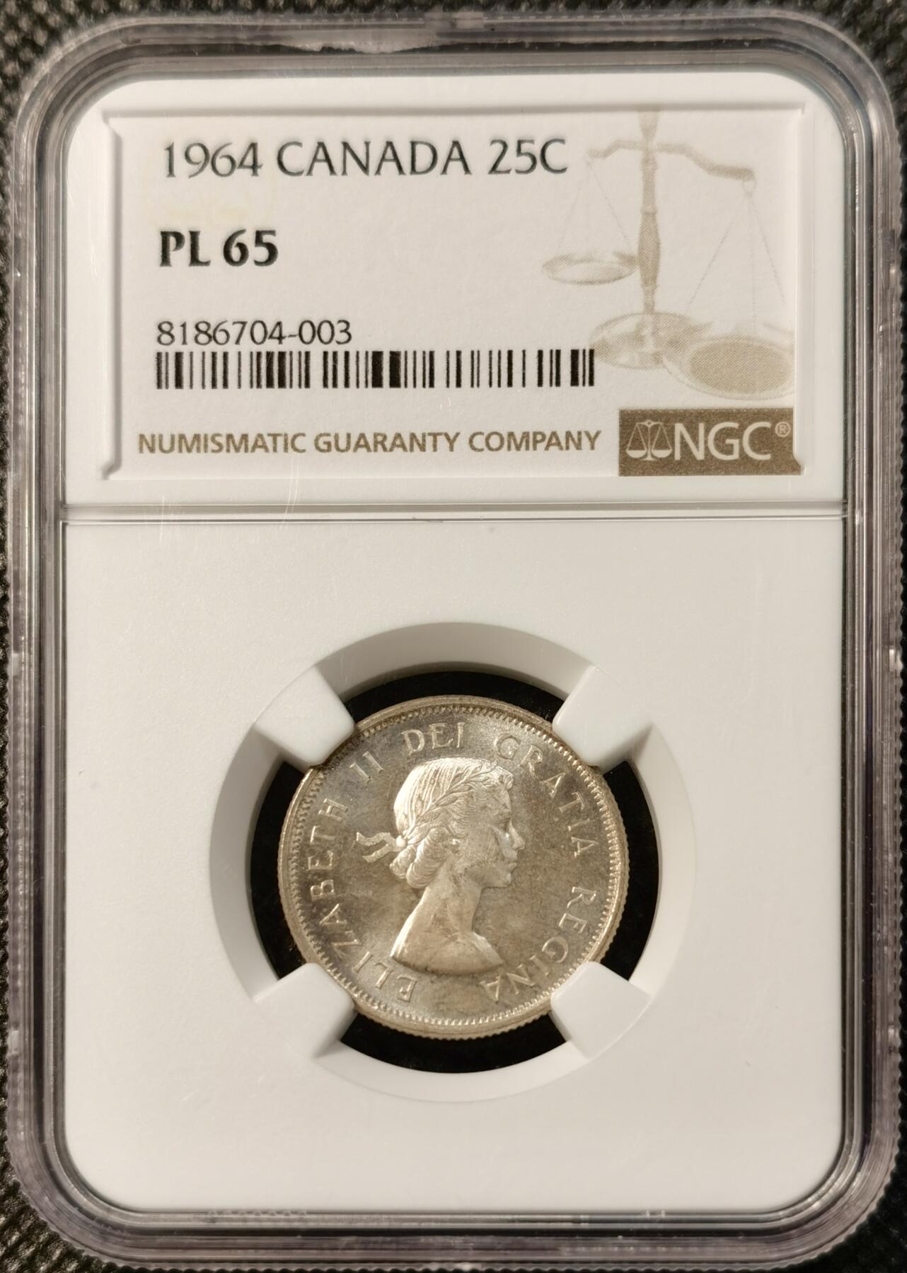 甄臻铺-世界币章拍卖（第39期）送拍享返佣金等优惠多多 NGC-PL65  加拿大25分麋鹿银币