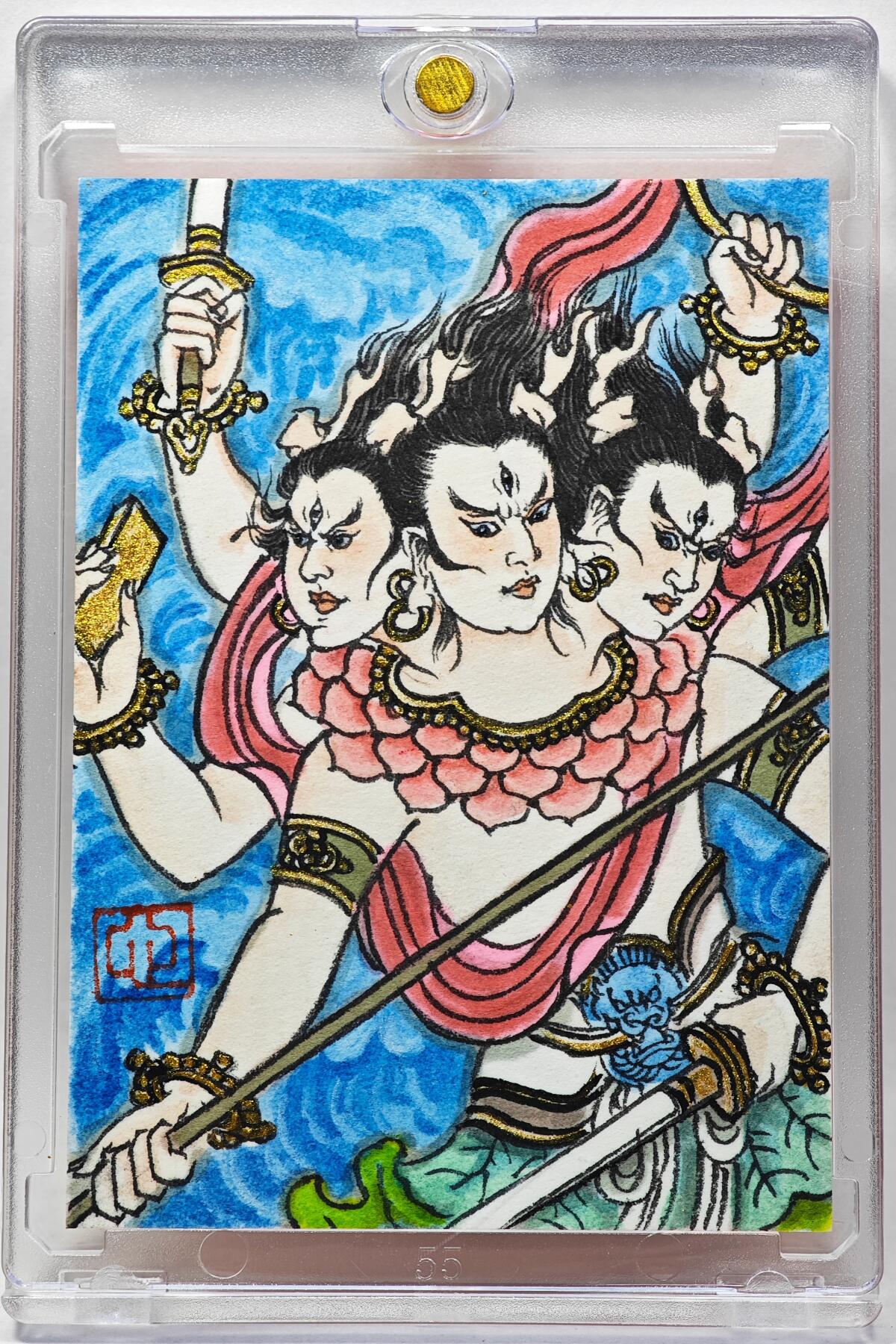 白泽拍卖卡牌手绘专场第28期（细雨生寒、寻梅闻香） 2025 卢艺丰手绘卡 哪吒  卢艺丰背简绘 卡砖封装