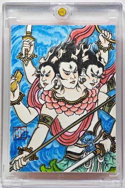 白泽拍卖卡牌手绘专场第28期（细雨生寒、寻梅闻香） - 2025 卢艺丰手绘卡 哪吒  卢艺丰背简绘 卡砖封装