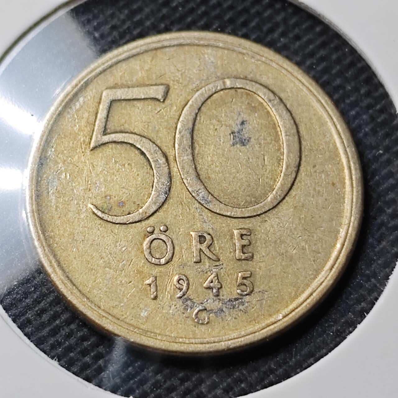 KK钱币收藏小铺  第369场  2月预留时间 周末发货  1948瑞典50欧尔银币