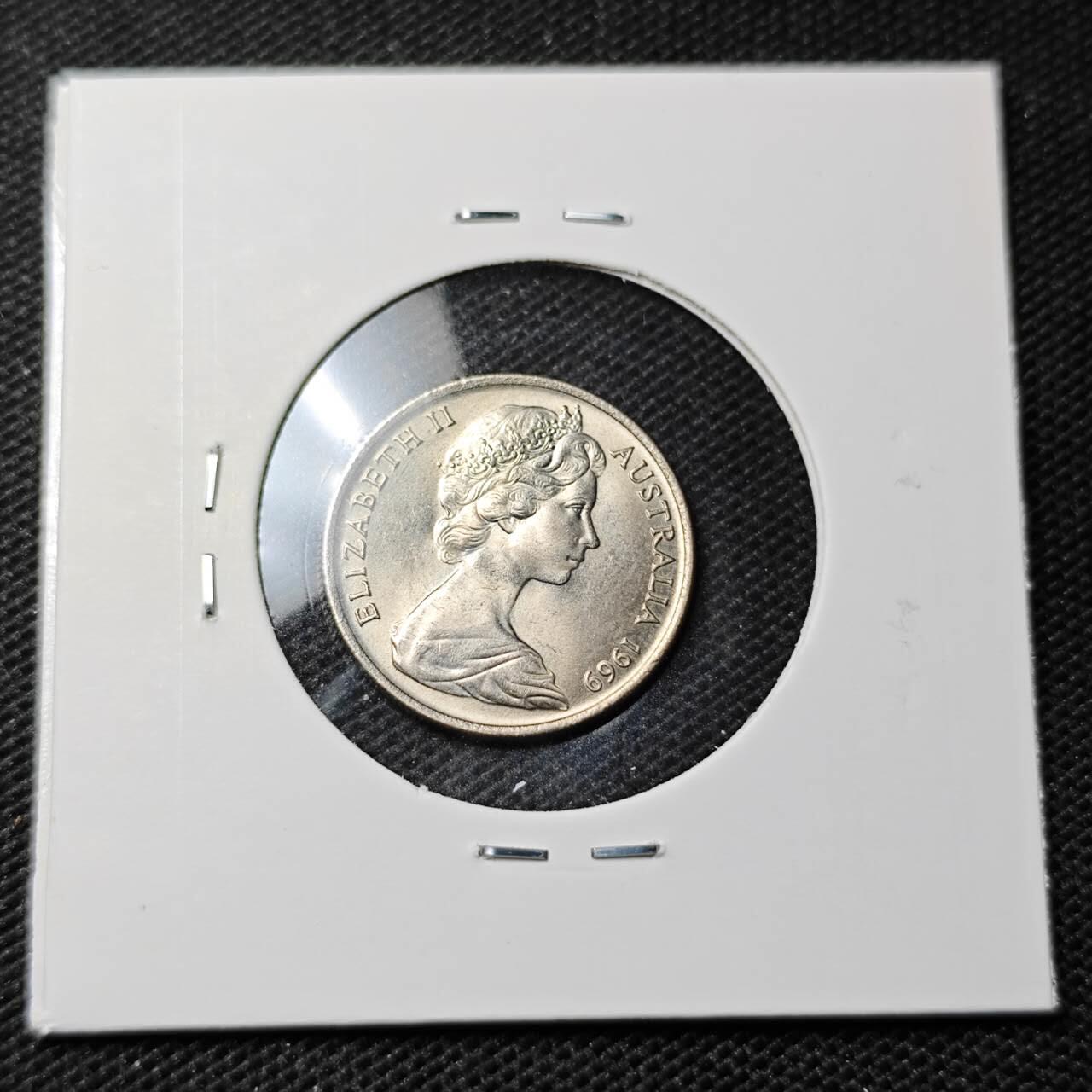 KK钱币收藏小铺  第369场  2月预留时间 周末发货  1969澳大利亚5分 拆卷品