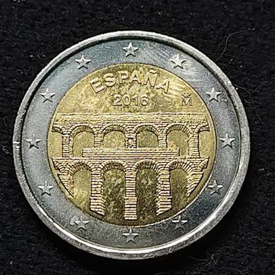 【全场包邮】纯粹捡漏拍476场（免费代拍第13场） - 西班牙2016年2欧元世界遗产系列塞哥维亚古罗马水道桥双色纪念币