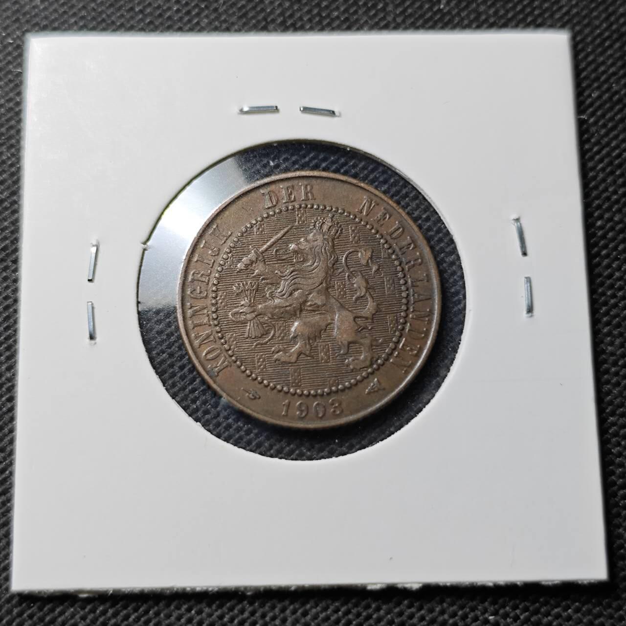 KK钱币收藏小铺  第369场  2月预留时间 周末发货  1903荷兰2.5分铜币