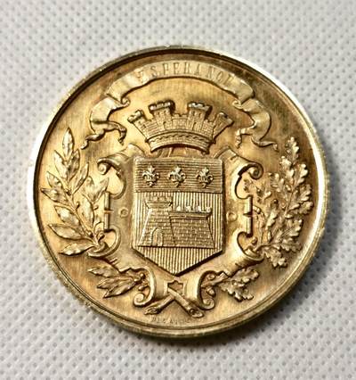 甄臻铺-世界币章拍卖（第39期）送拍享返佣金等优惠多多 - 法国维勒弗朗什及博若华地区农业大银章，银镀金，丰饶角1级 95%Ag   46mm 3.7mm 49g