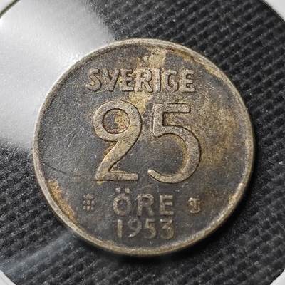 KK钱币收藏小铺  第369场  2月预留时间 周末发货 -  1953瑞典25欧尔银币