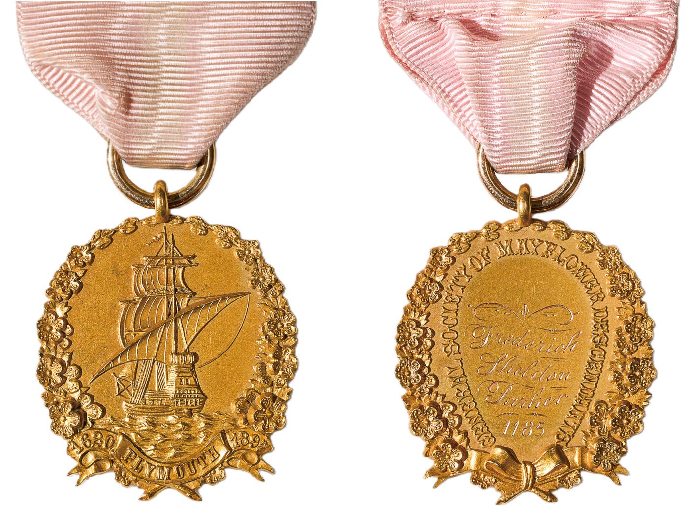 中新泰星2025年秋拍 徽章 纪念章及金银器专场 1897年英国五月花号音乐家金质纪念章一枚