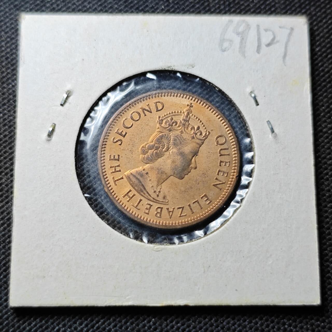 KK钱币收藏小铺  第369场  2月预留时间 周末发货  1971毛里求斯2分铜币 好品