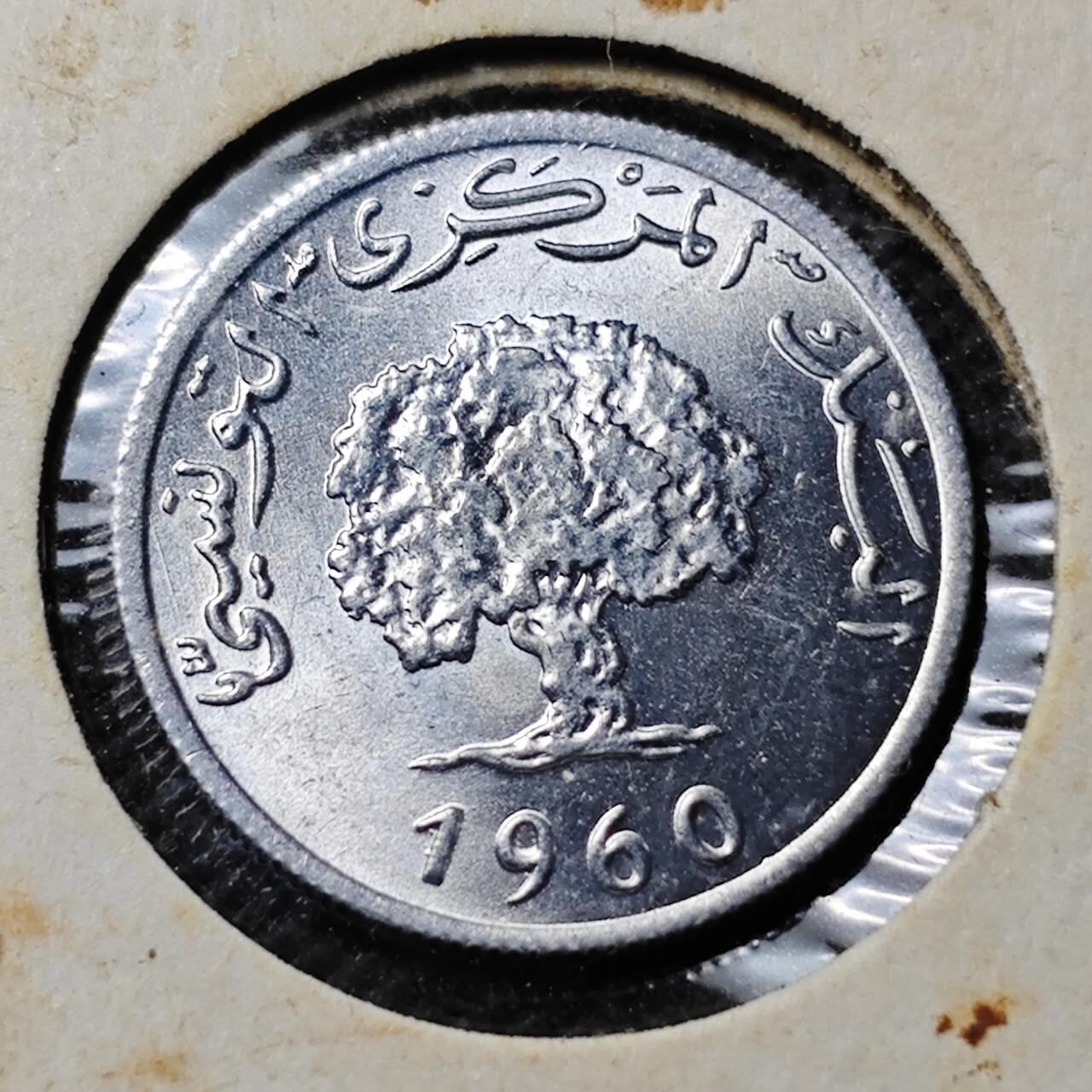 KK钱币收藏小铺  第369场  2月预留时间 周末发货  突尼斯1米利姆 好品