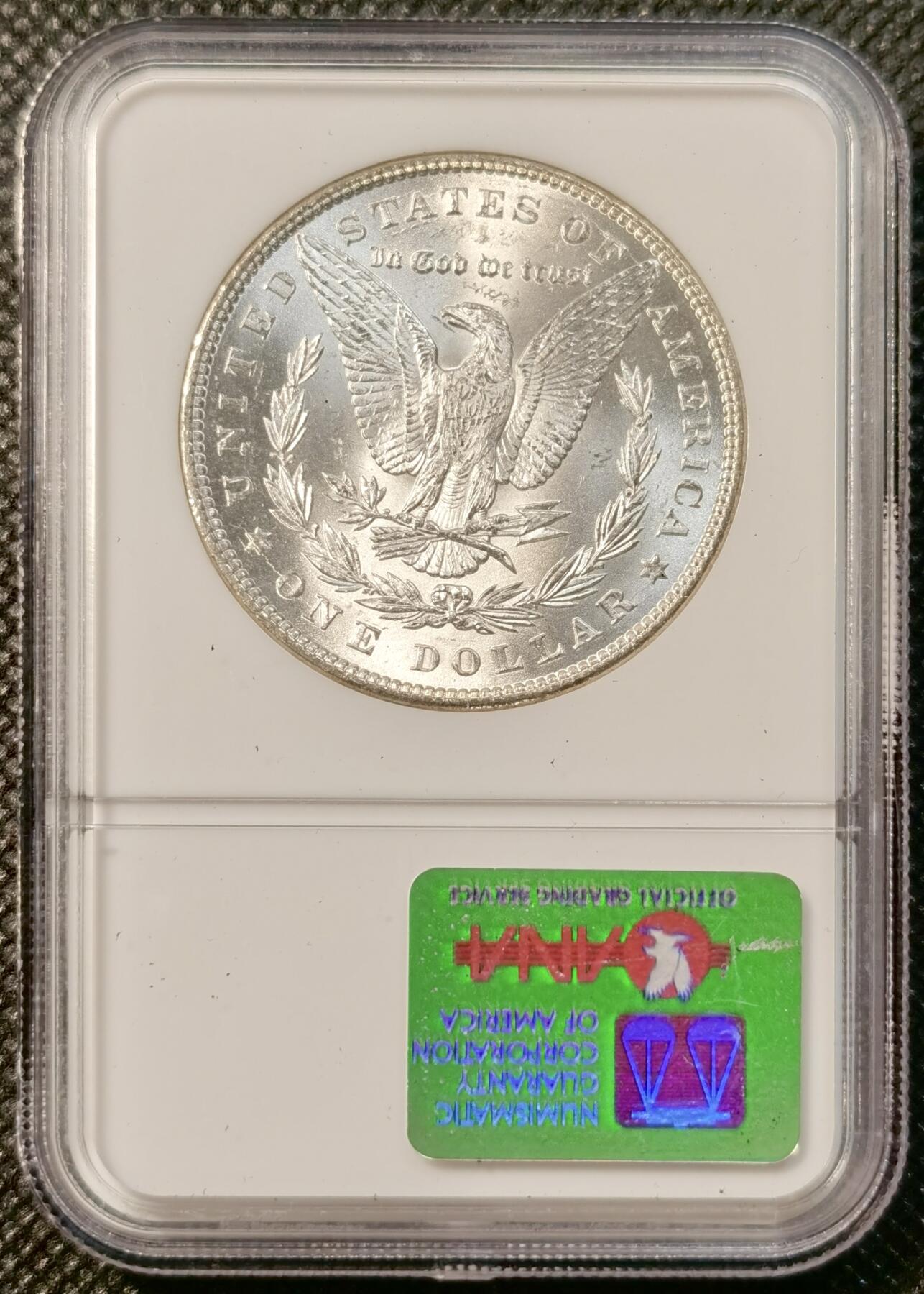 甄臻铺-世界币章拍卖（第39期）送拍享返佣金等优惠多多 NGC-MS64 1885年美国摩根，小白盒，手感不错，币面干净