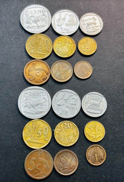 文馨钱币收藏第 281 场，【 长期接收代拍品】银元，银币，套币，纸币专场（本场截拍后休息三天，19 号发货） - 极美品南非 1 分-5 伊兰特套币 2 套共 18 枚