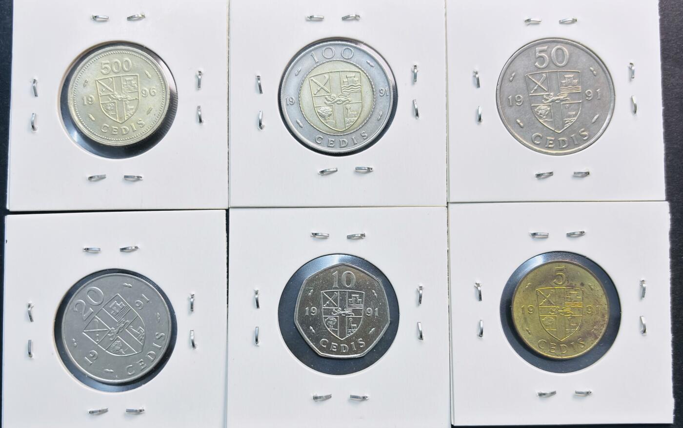 文馨钱币收藏第 281 场，【 长期接收代拍品】银元，银币，套币，纸币专场（本场截拍后休息三天，19 号发货） 加纳 1991-1991 年 6 枚套币