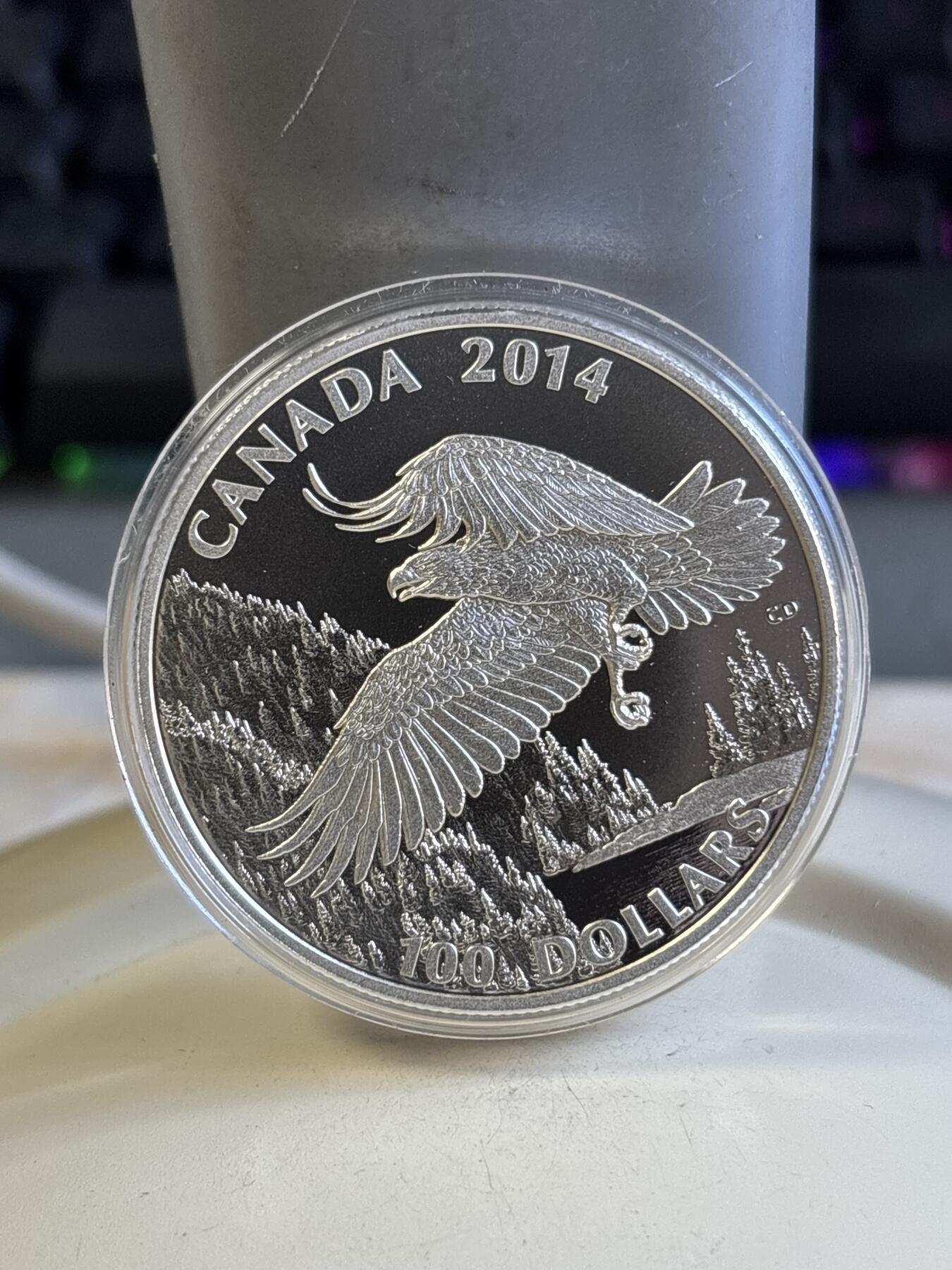第181期拍卖 加拿大2014年100换100加元系列白头鹰1盎司银币，9999银，发行50000枚