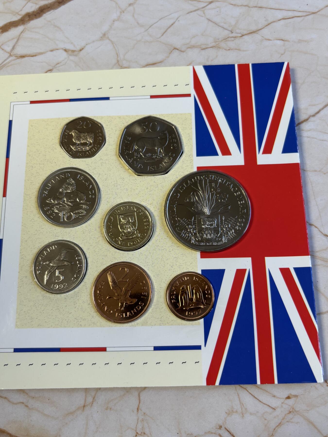 第181期拍卖 福克兰群岛 1992年 封装套币 全8枚 官方卡册装