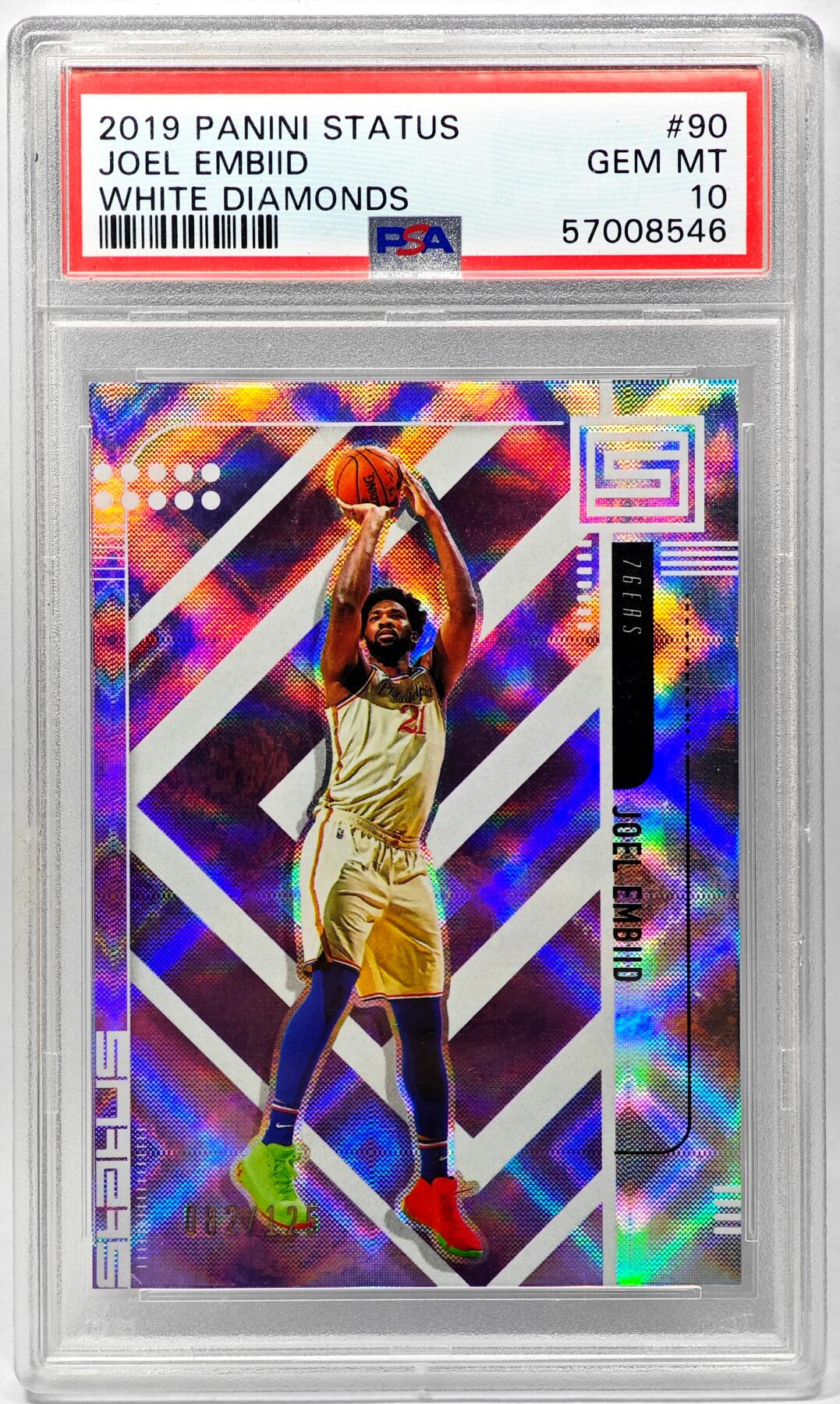 白泽拍卖卡牌手绘专场第28期（细雨生寒、寻梅闻香） 2019 PANNI 篮球球星卡 JOEL EMBIID 白钻 082/125 彩闪 PSA评级 GEM MT 10