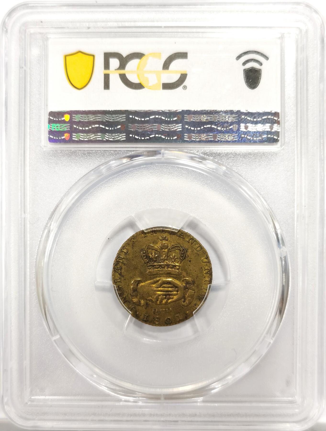 博洋堂世界钱币拍卖第146期（全场包邮） PCGS MS62 英国1801年大不列颠王国与爱尔兰王国合并纪念铜章，同一根茎上的玫瑰（英格兰象征）、蓟花（苏格兰象征）、三叶草（爱尔兰象征）——代表大不列颠与爱尔兰的联合。名家旧藏，唯一亚军分！