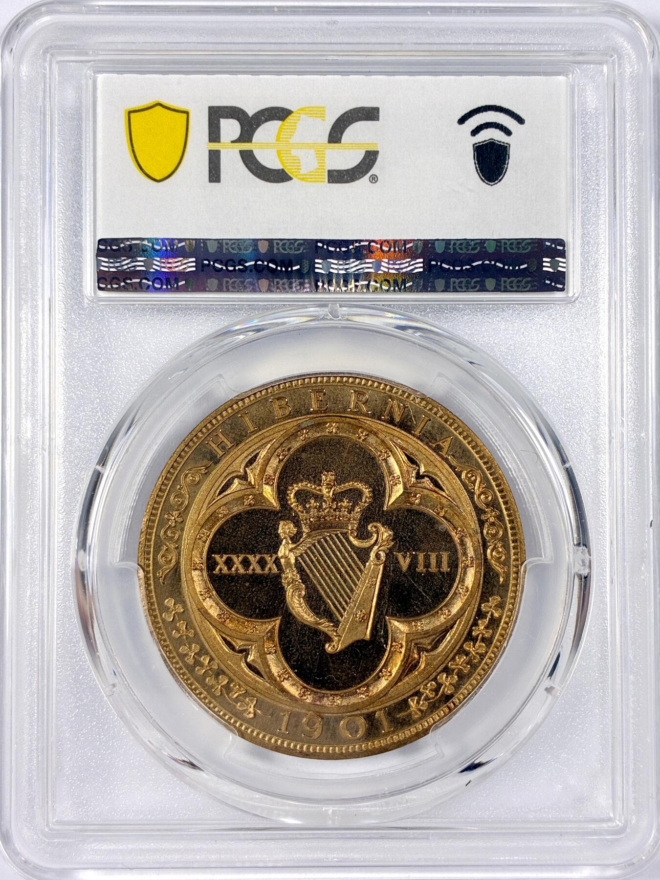 【雨安】【世界币章114期】2025-11-15 周六 19:30 保真 8秒倒数自动落锤 高效拍卖 [评级欧洲] Ireland 爱尔兰 48D 1901年 爱德华七世 X#13a PCGS-PR66DCAM