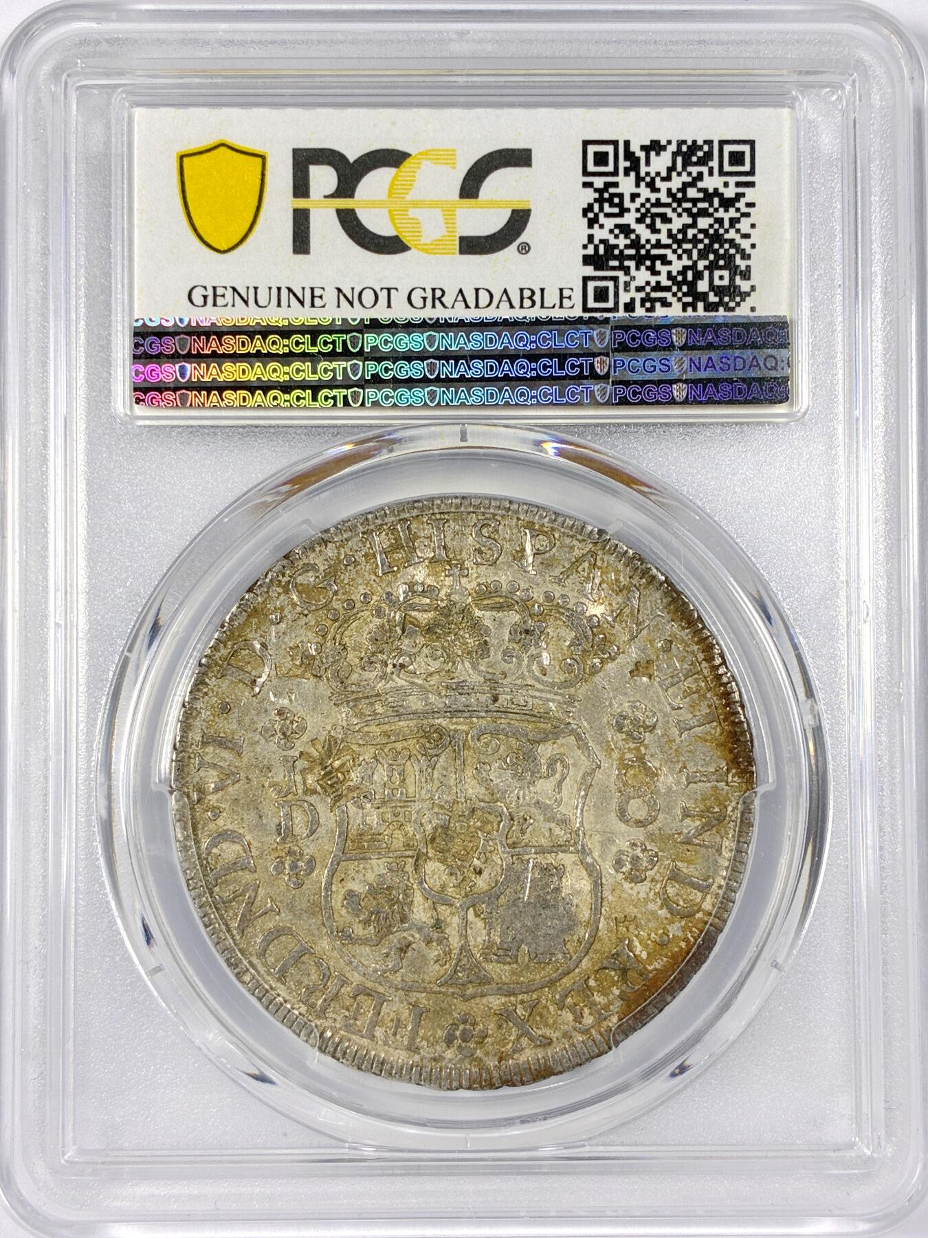 【雨安】【世界币章114期】2025-11-15 周六 19:30 保真 8秒倒数自动落锤 高效拍卖 [评级美洲] Spanish Peru Spain Mexico 西属秘鲁 8里亚尔 地球双柱 1754年 PCGS-AU