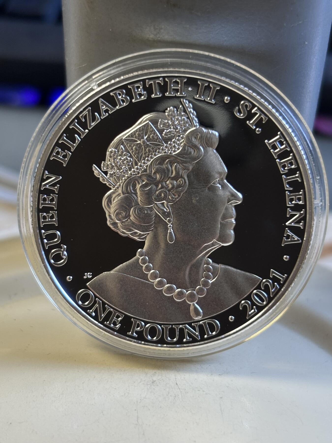 第181期拍卖 圣赫勒拿2021年美德胜利女神系列1精制1盎司银币，999银，发行2500枚