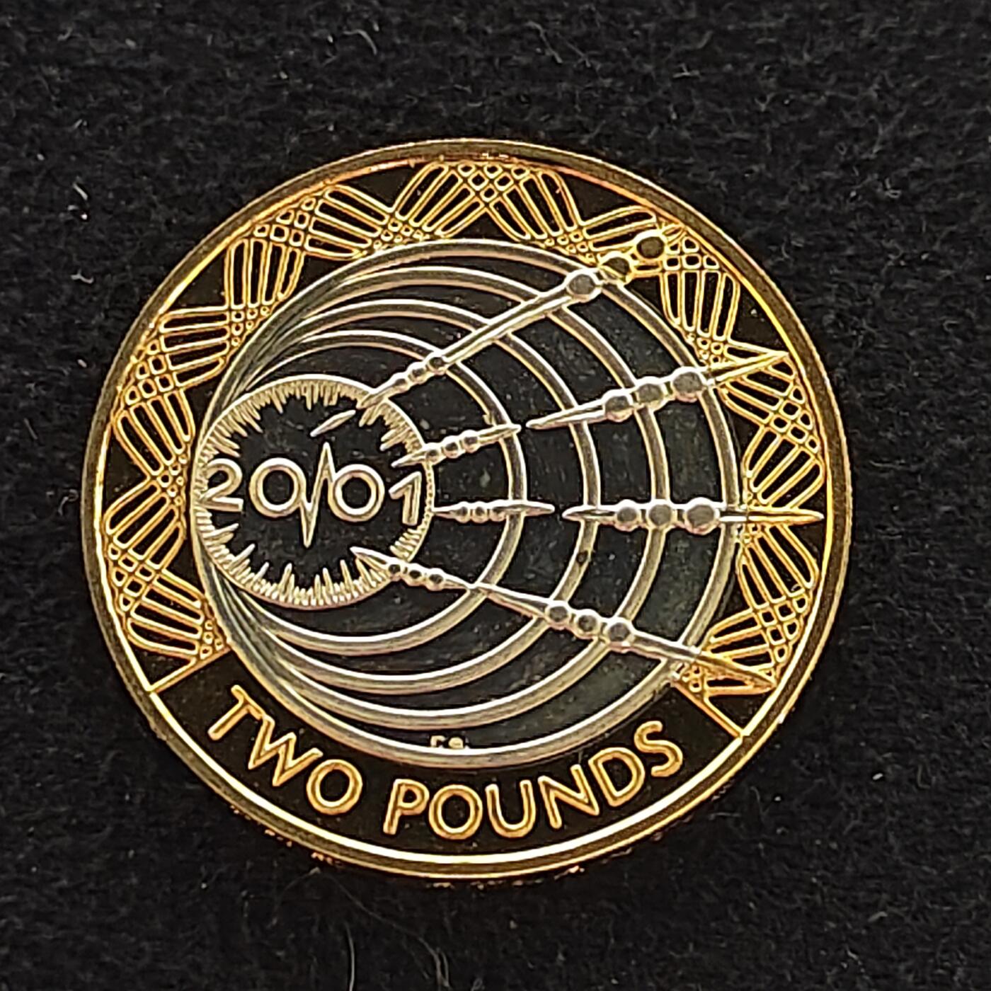 【全场包邮】纯粹捡漏拍477场（免费代拍第14场）调整中 英国2001年2镑马可尼电报100周年精制镀金纪念银币