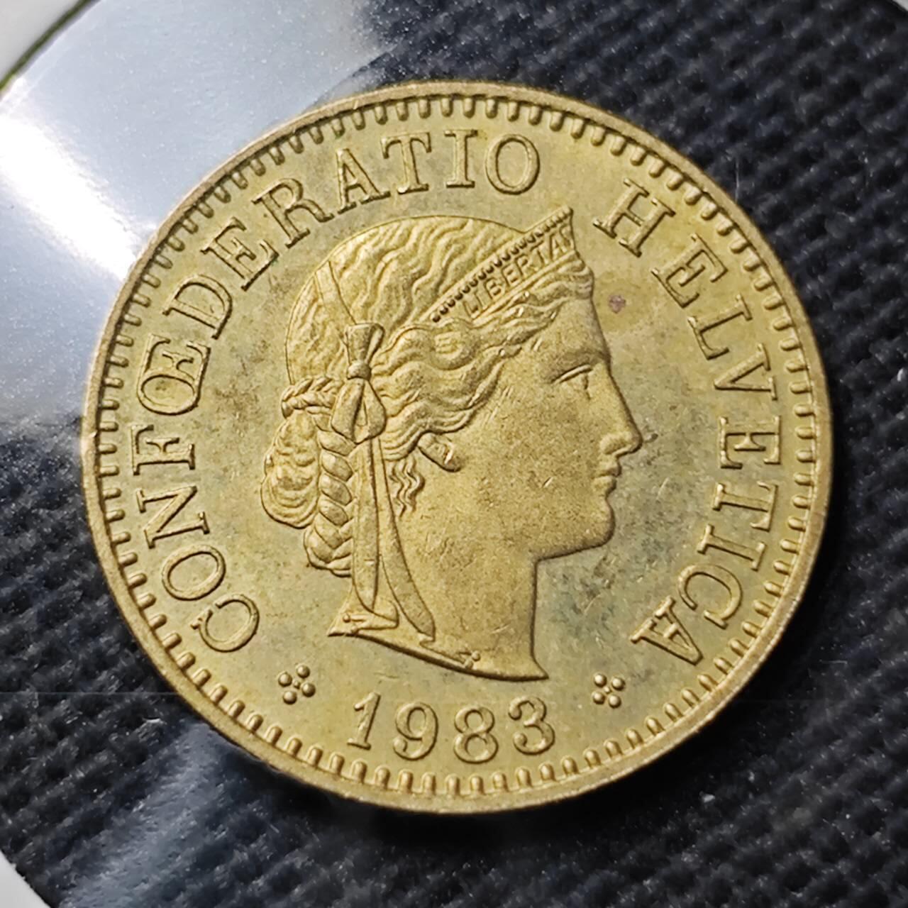 KK钱币收藏小铺  第369场  2月预留时间 周末发货 1983 瑞士5分