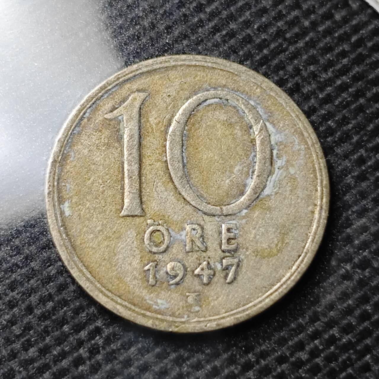 KK钱币收藏小铺  第369场  2月预留时间 周末发货  1947瑞典10欧尔银币