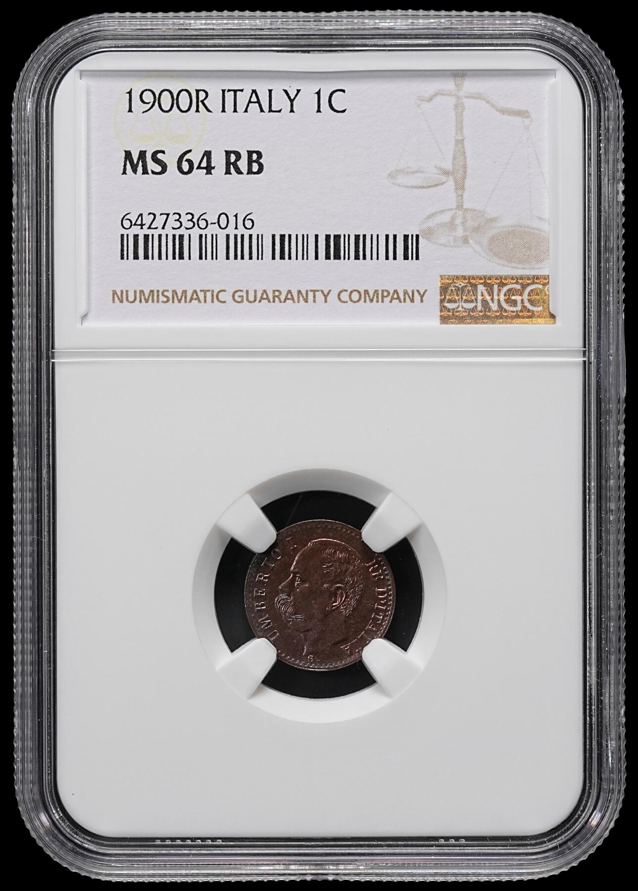 修遠堂世界钱币第九十三期 NGC MS64RB 1900年意大利1分铜币