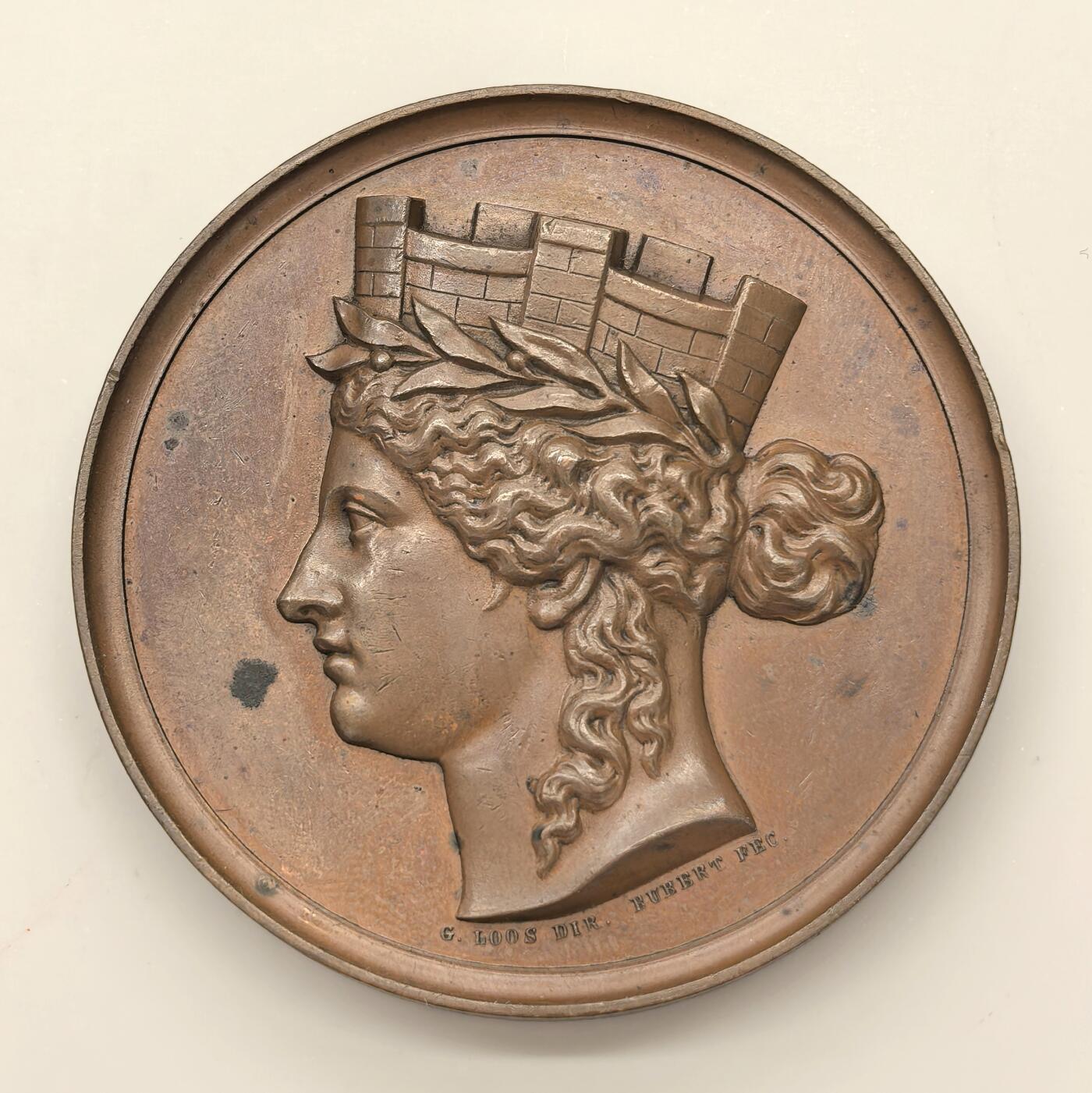 博洋堂世界钱币拍卖第146期（全场包邮） 1870年左右法国城市拟人女神头像60mm大铜章，BU未流通状态！送评最低62分！