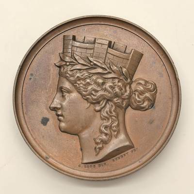 博洋堂世界钱币拍卖第146期（全场包邮） - 1870年左右法国城市拟人女神头像60mm大铜章，BU未流通状态！送评最低62分！