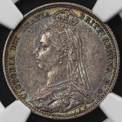 修遠堂世界钱币第九十三期 - NGC AU58 1887年英国6便士银币