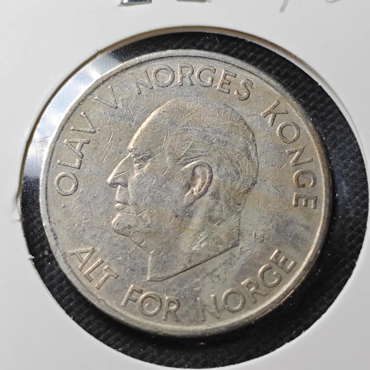 KK钱币收藏小铺  第370场  2月预留时间 周末发货  1964挪威5克朗