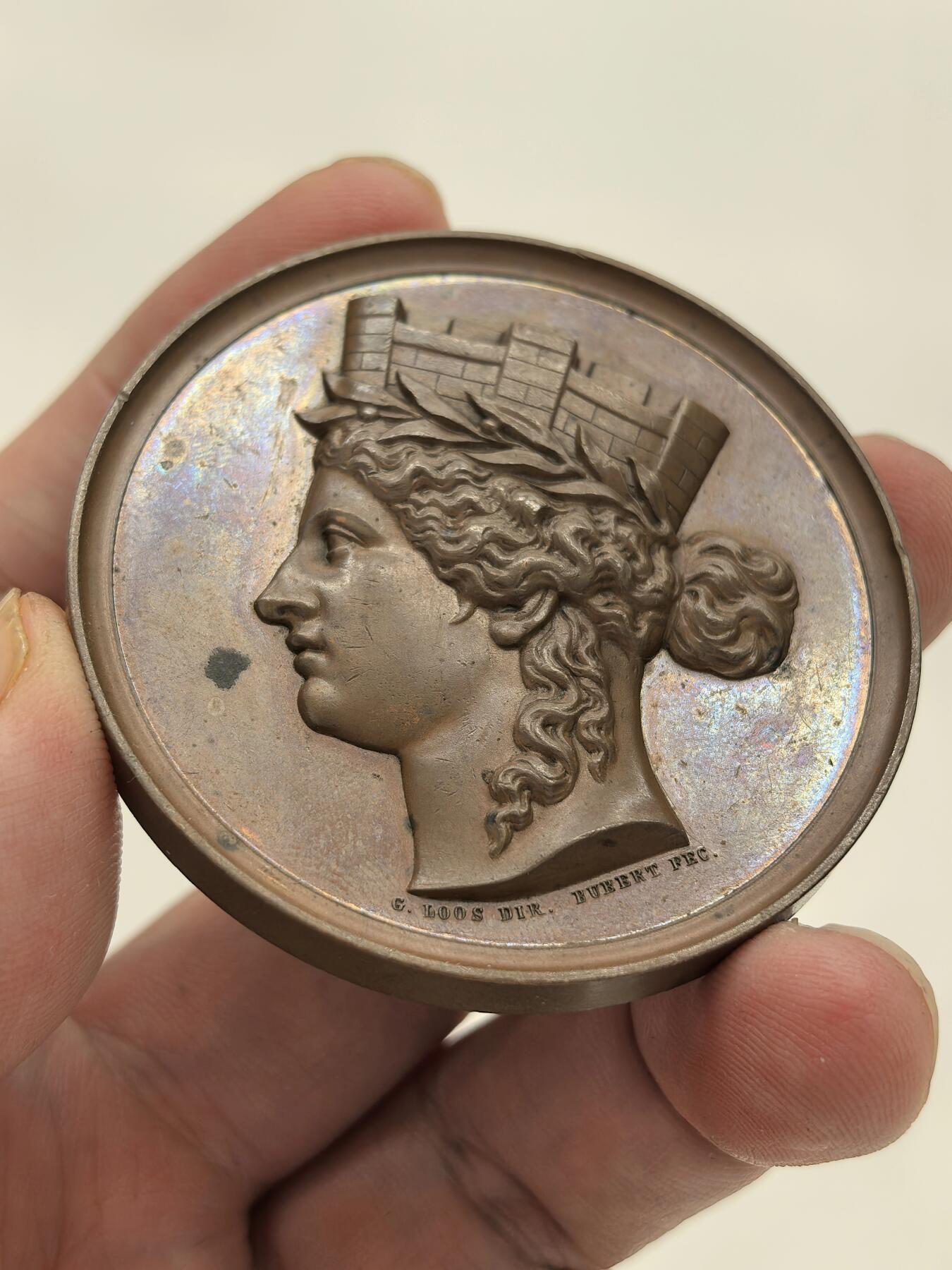 博洋堂世界钱币拍卖第146期（全场包邮） 1870年左右法国城市拟人女神头像60mm大铜章，BU未流通状态！送评最低62分！