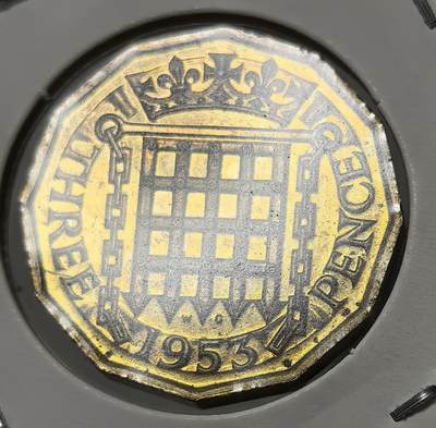 外国优质老铜币银币，周六九点倒数截拍，满百包邮，可寄存半年，喜欢朋友微信扫描二维码可直接参拍 - 少见精制英国1953年女王登基年3便士