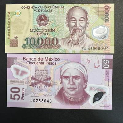 蒂克钱币-第47场 外国平价纸币拍卖 - 越南墨西哥塑料钞2枚 