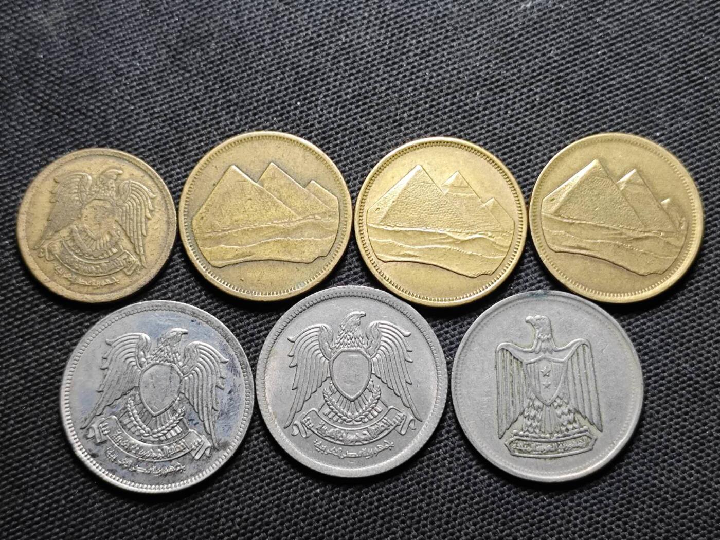 KK钱币收藏小铺  第370场  2月预留时间 周末发货  埃及一组7枚