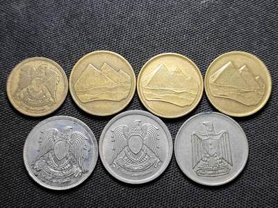 KK钱币收藏小铺  第370场  2月预留时间 周末发货 -  埃及一组7枚
