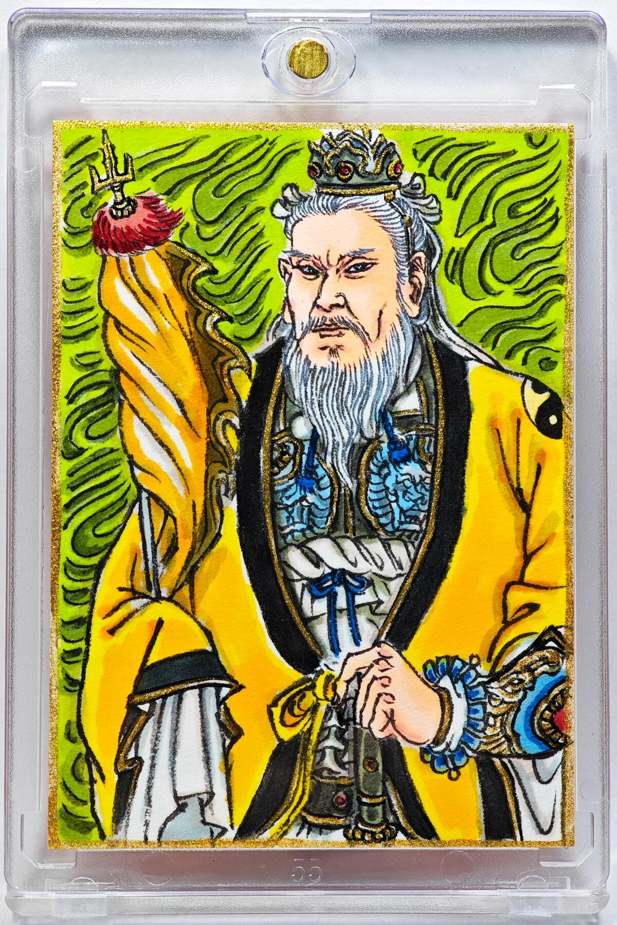 白泽拍卖卡牌手绘专场第28期（细雨生寒、寻梅闻香） 2025 卢艺丰手绘卡 姜太公  卢艺丰背简绘 卡砖封装