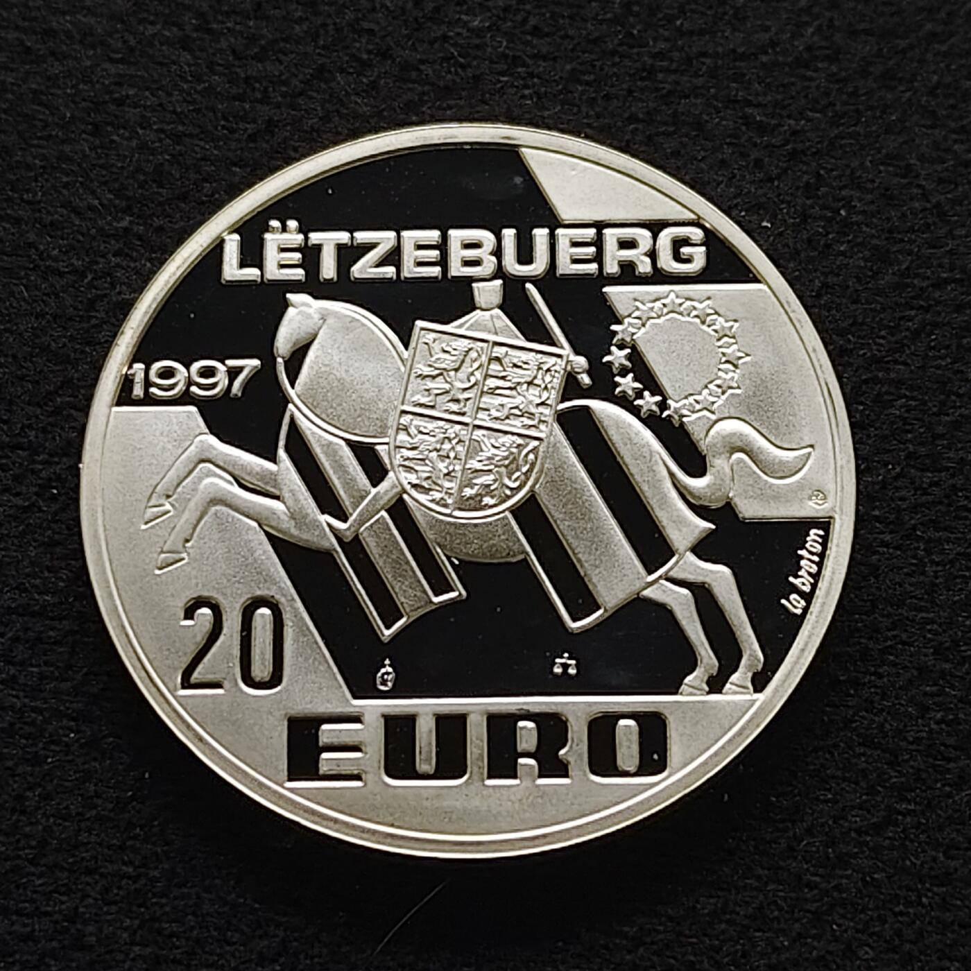 【全场包邮】纯粹捡漏拍477场（免费代拍第14场）调整中 卢森堡1997年20埃居政治家米歇尔·伦茨精制纪念银币