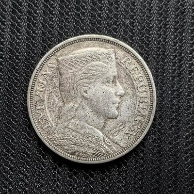 道一币馆币章第一百五十四场 - 拉脱维亚1931年谷物女神5拉特银币 25g 835s