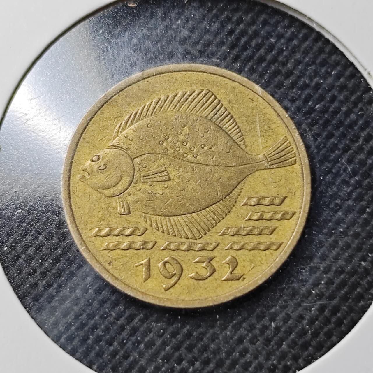 KK钱币收藏小铺  第370场  2月预留时间 周末发货  1932但泽5芬尼 少见