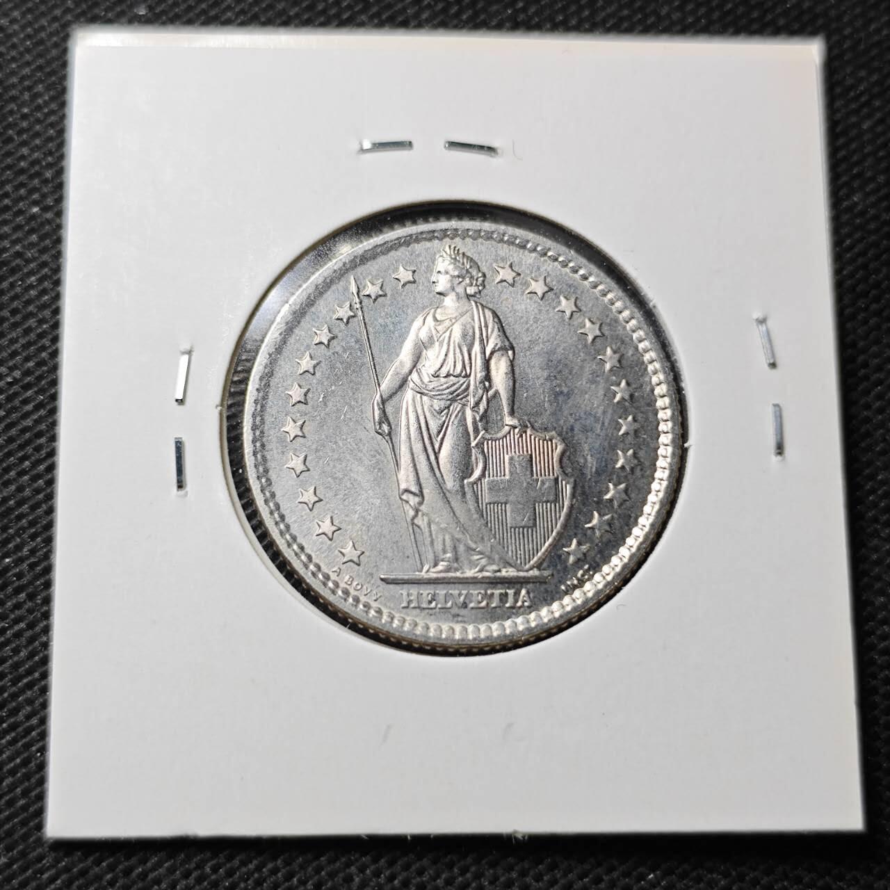 KK钱币收藏小铺  第370场  2月预留时间 周末发货  1978瑞士2法郎 好品