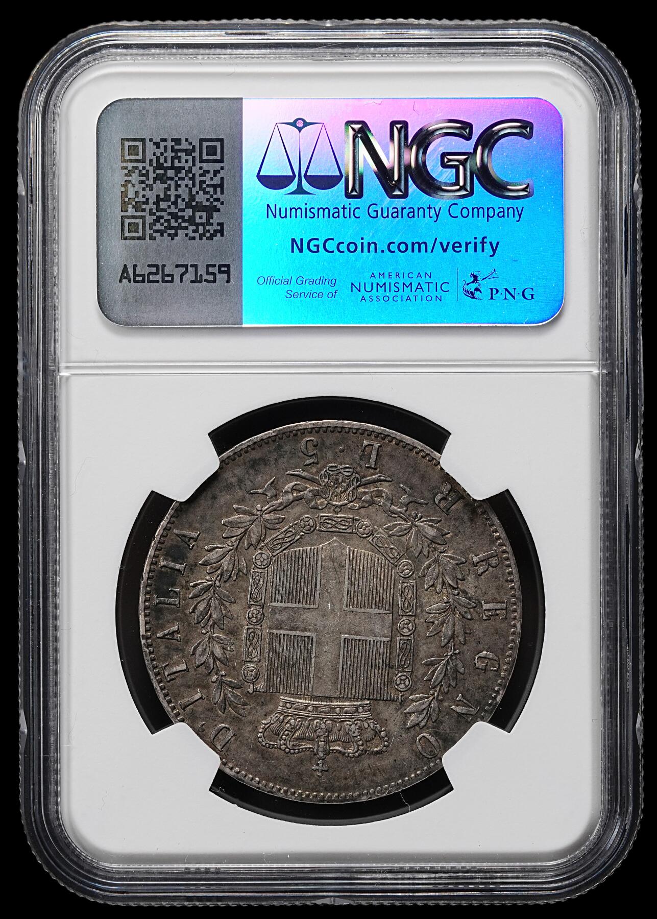 修遠堂世界钱币第九十三期 NGC AU55 1876年意大利5里拉大银币