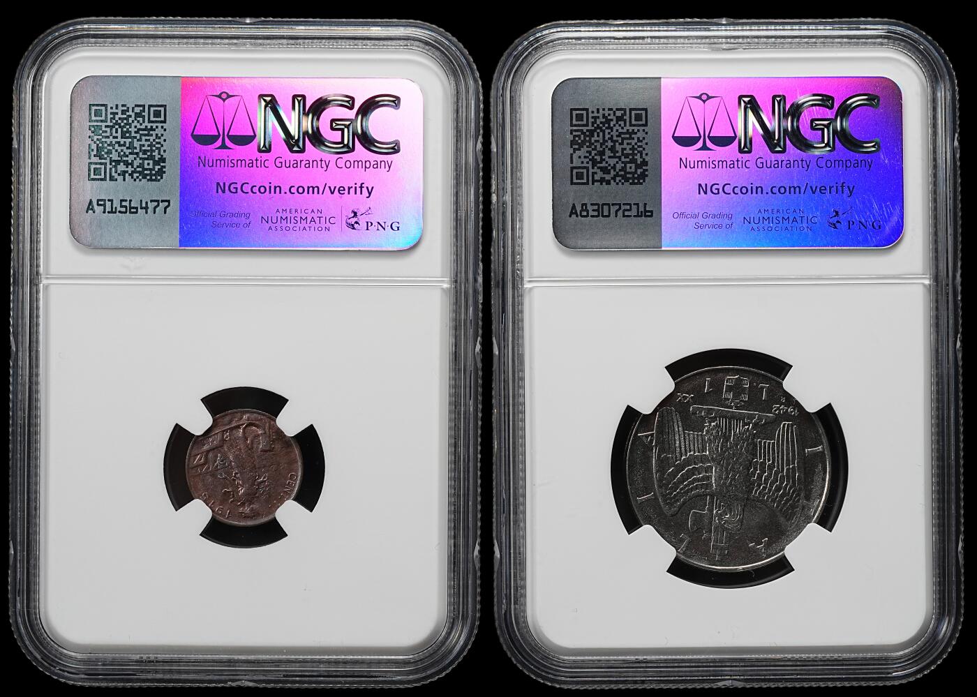 修遠堂世界钱币第九十三期 NGC评级 意大利钱币两枚